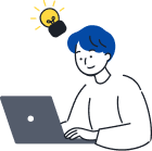 パソコンで悩みを解決する学生のイラスト